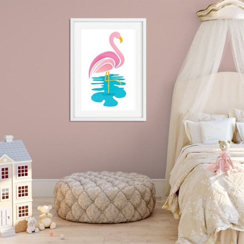 Pink Flamingo Nursery Tropical Print Baby Shower Gift Etsy