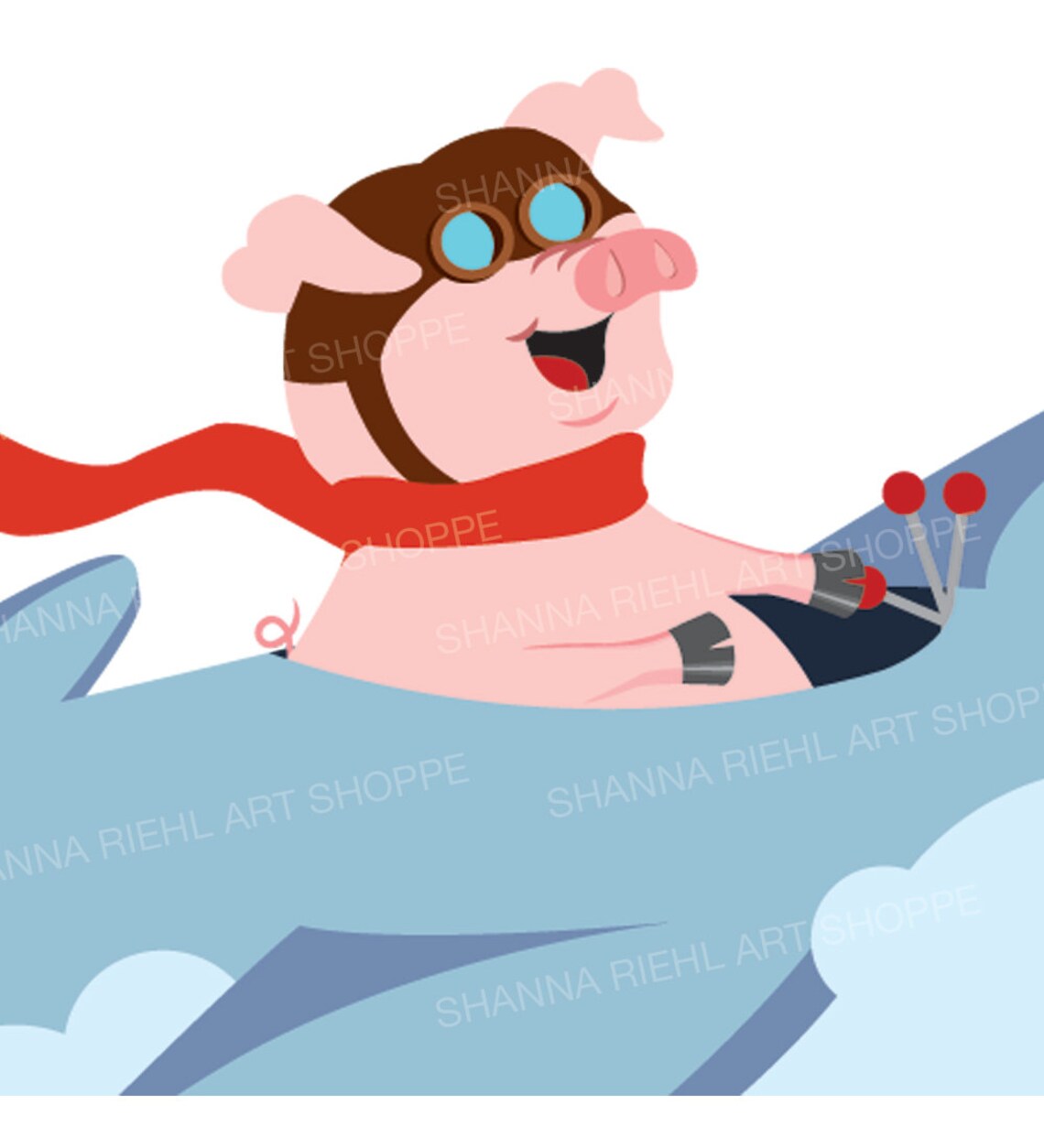 When Pigs Fly Pig Clipart Cute Pig Airplane Art Commercial Etsy