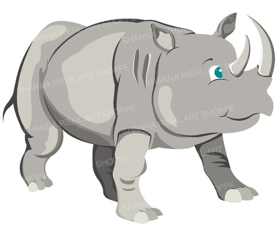 Jungle Safari Clipart Rhino Instant Download Commercial Etsy