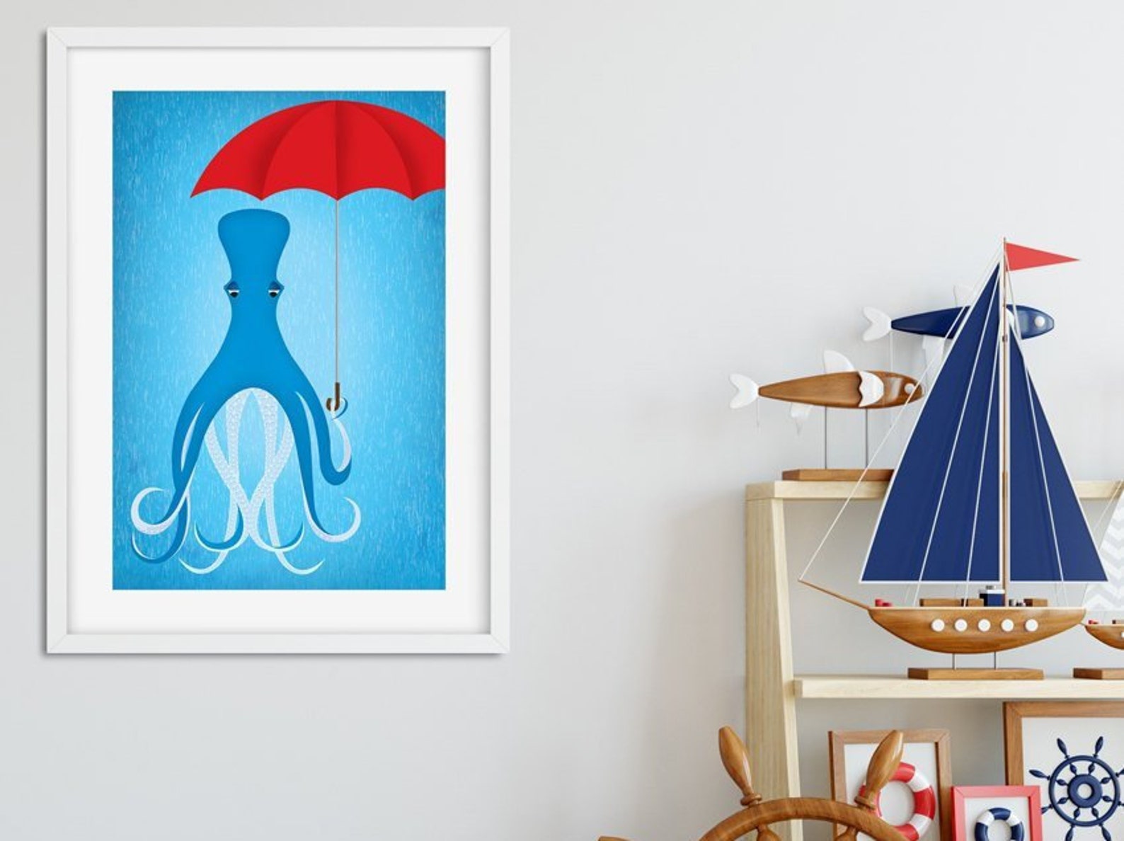 Octopus Wall Décor Nautical Nursery Art for Kids Room Etsy