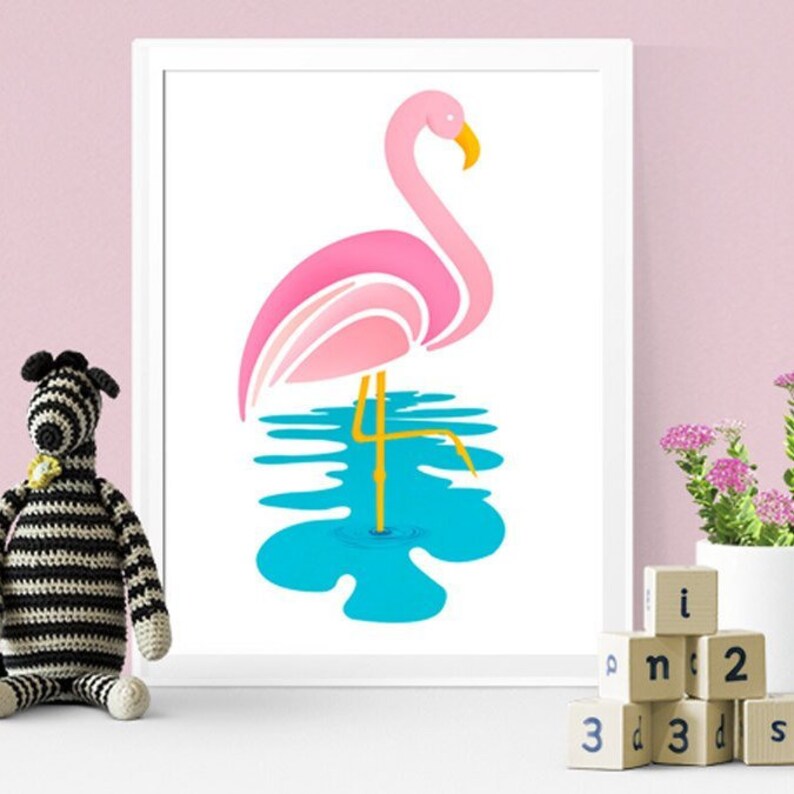 Pink Flamingo Wall Art for Nursery Whimsical Wall Art | Etsy