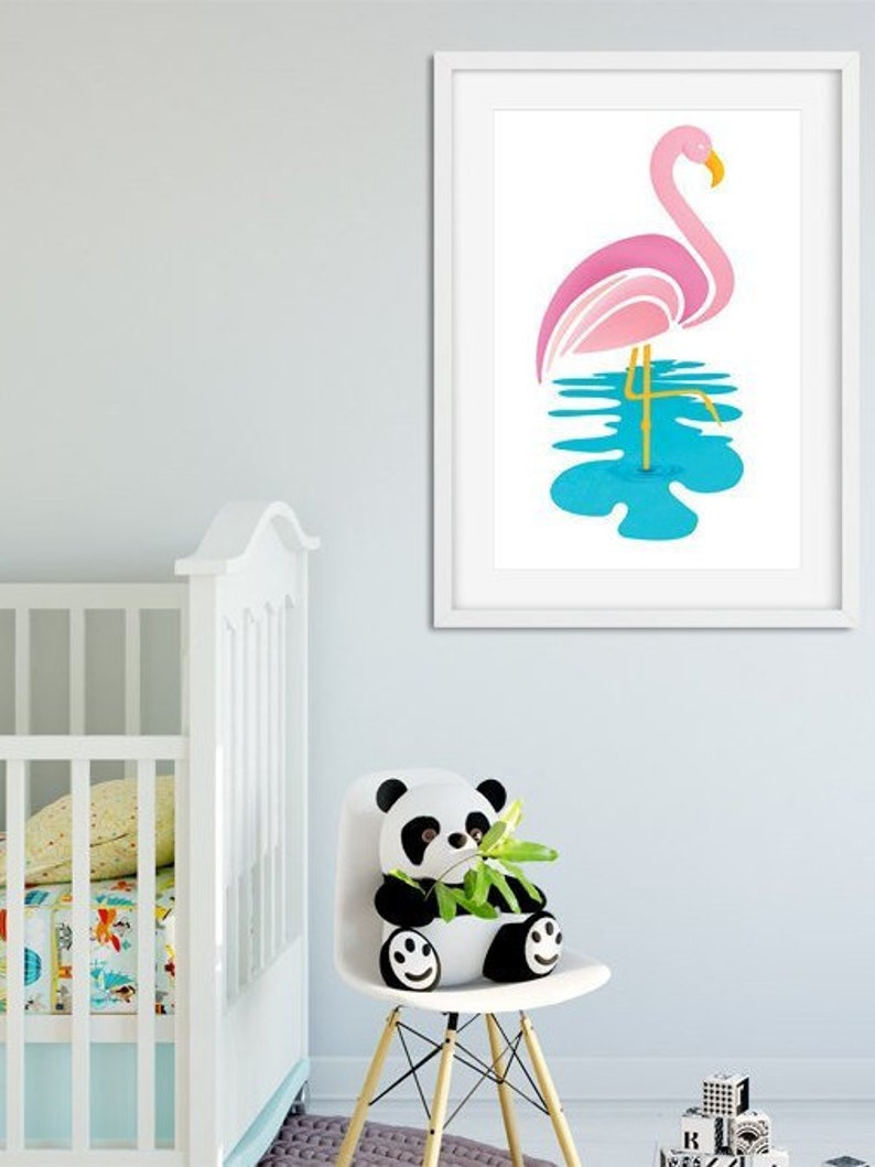 Pink Flamingo Nursery Tropical Print Baby Shower Gift Etsy