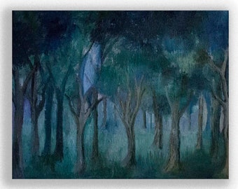 Faery Forest Oil Painting on Canvas, Original Art (18x23)