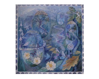 Acorn Fairyland, Original Oil Painting, Fantasy Art (16x16 inches) by Romany Steele