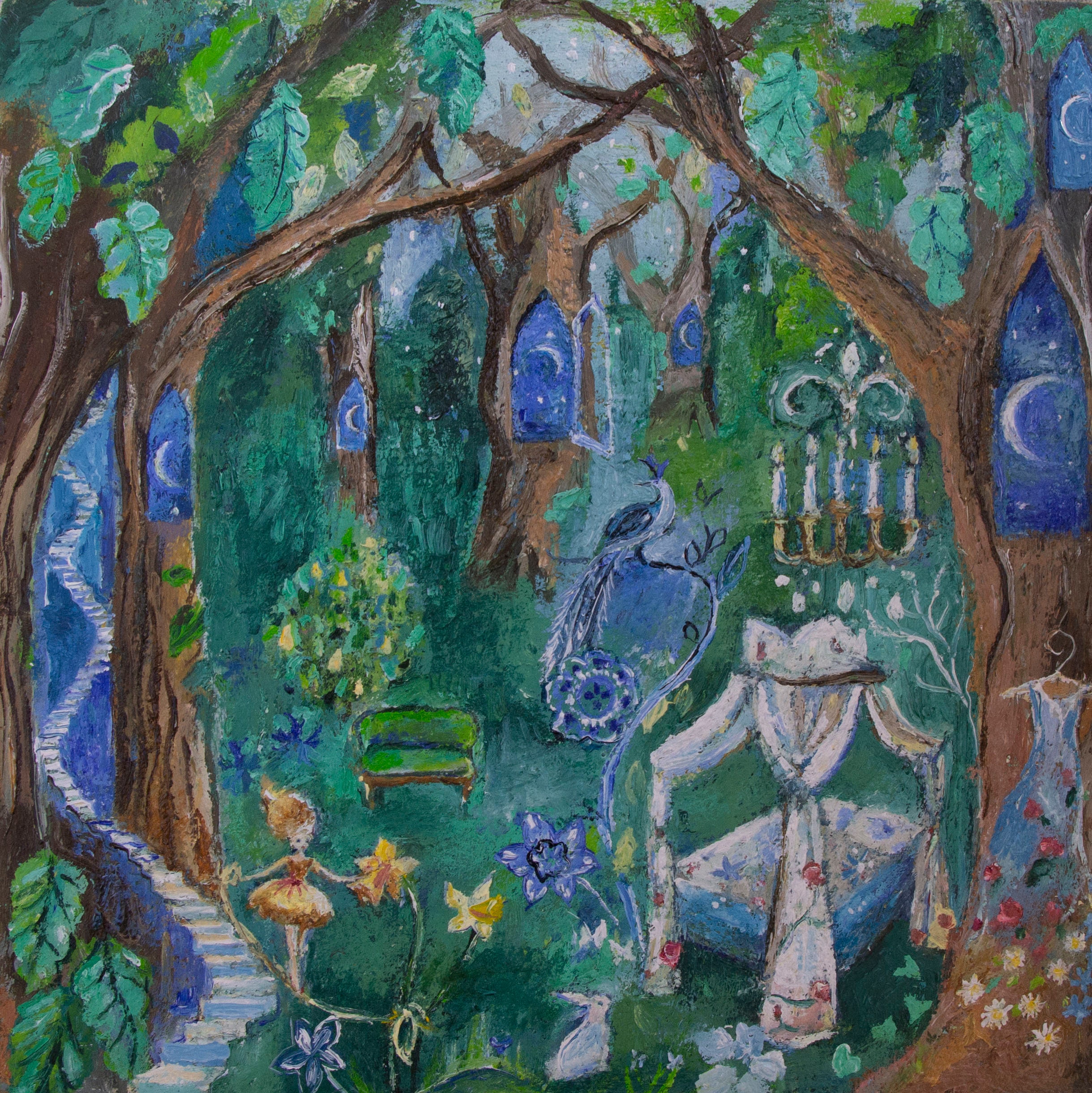 Forest Room Fairy Tale Oil Painting on Wood by Romany Steele - Etsy