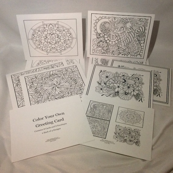 Color Your Own Greeting Cards set 5 - Etsy