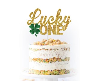 Lucky One Cake Topper, Lucky One First Birthday Party, Lucky One Glitter Cake Topper, St. Patrick's Day Birthday, First Birthday Party Ideas