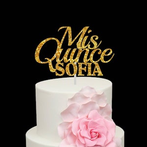 Mis Quince Cake Topper-Custom Cake Topper-15th Birthday Party Decorations-Quinceanera Cake Topper-Mis Quince Anos-Quinceanera Decorations