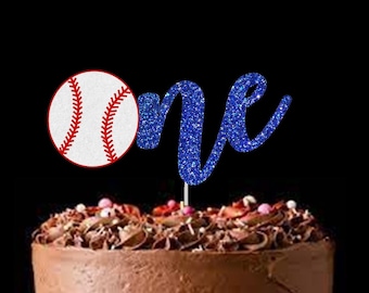 Baseball Birthday Cake Topper - First Birthday Party Decorations - 1st Birthday Smash Cake Ideas - One Cake Topper - Baseball Party Theme