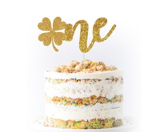 One Cake Topper,Shamrock First Birthday Cake Topper,Smash Cake Topper,Glitter One Cake Topper,Lucky One 1st Birthday,St. Patrick's Birthday