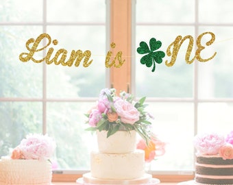St. Patrick's Day First Birthday Party, Irish Theme Birthday Party, Shamrock Glitter Banner, 1st Birthday, Lucky One Party, Party Ideas