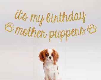 Dog Birthday Banner, Dog Birthday Party Decorations, Dog Party Banner, Mother Puppers, Dog Birthday Party Ideas, Puppy First Birthday Ideas