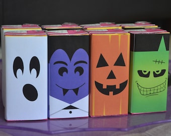 INSTANT DOWNLOAD Halloween Party Juice Box Labels- Printable Monster Juice Box Covers - School Classroom Treats - Halloween Party Ideas