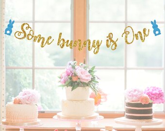 Some Bunny Birthday Party Banner - Some Bunny is One Decor - Easter Theme Birthday Decorations - Bunny Sign - First Birthday Party Ideas