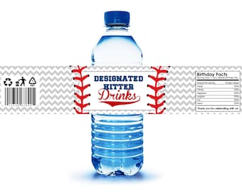 INSTANT DOWNLOAD  - Baseball Party Water Bottle Labels - Printable - Baseball Bithday Party Decor