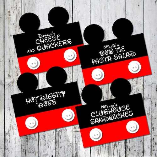Red Mickey Mouse Condiments Labels Instant Download Printable - Etsy