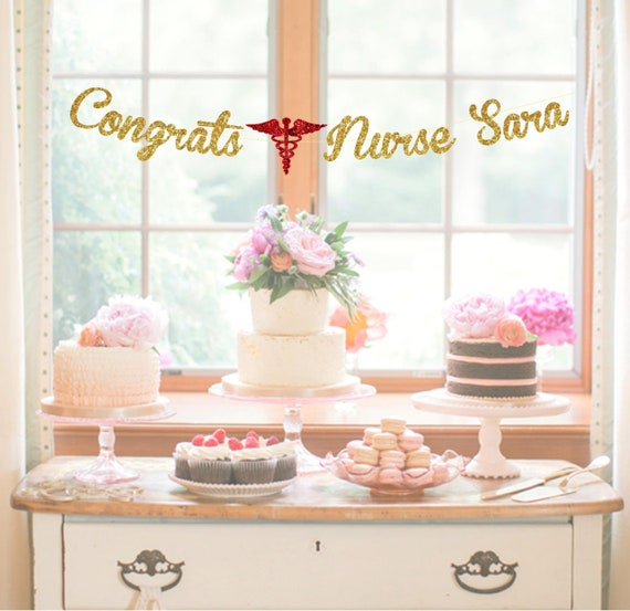 Congrats BSN Graduation Banner - Black & Red Glitter Garland For Nurse Nursing School Party - View #8