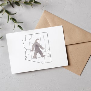 Carte de voeux Sasquatch Yeti Arizona, fait main, unique, anniversaire, sud-ouest, Bigfoot, impertinent, cadeau, aquarelle