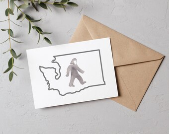 Sasquatch Washington State Watercolor Greeting Card (Digital Download)