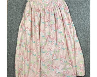Vintage Susan Bristol Floral Maxi Skirt Sz 14 Pleated Pink Cottagecore USA Made