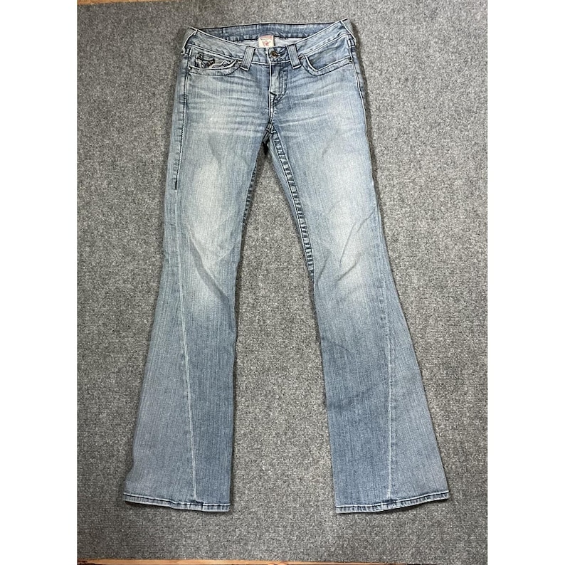 Vintage True Religion Low Rise Flare Jeans Size 26 28x32 Disco Bling Y2K Denim image 2