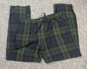 Vintage Polo Lounge Pants Ralph Lauren Large Pajama  Flannel Plaid Blackwatch