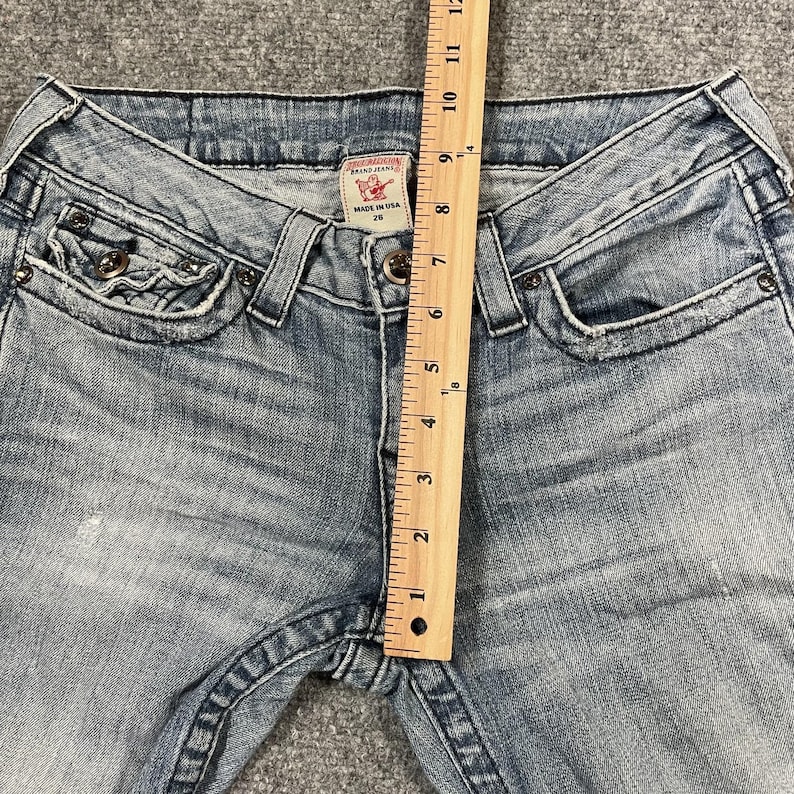 Vintage True Religion Low Rise Flare Jeans Size 26 28x32 Disco Bling Y2K Denim image 10