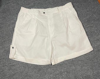 VTG Givenchy Monsieur Mens Pleated Shorts White Sz 40 Cotton Dress Shorts Resort