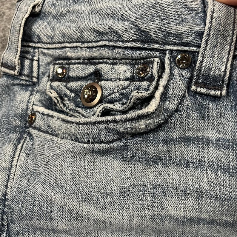 Vintage True Religion Low Rise Flare Jeans Size 26 28x32 Disco Bling Y2K Denim image 5