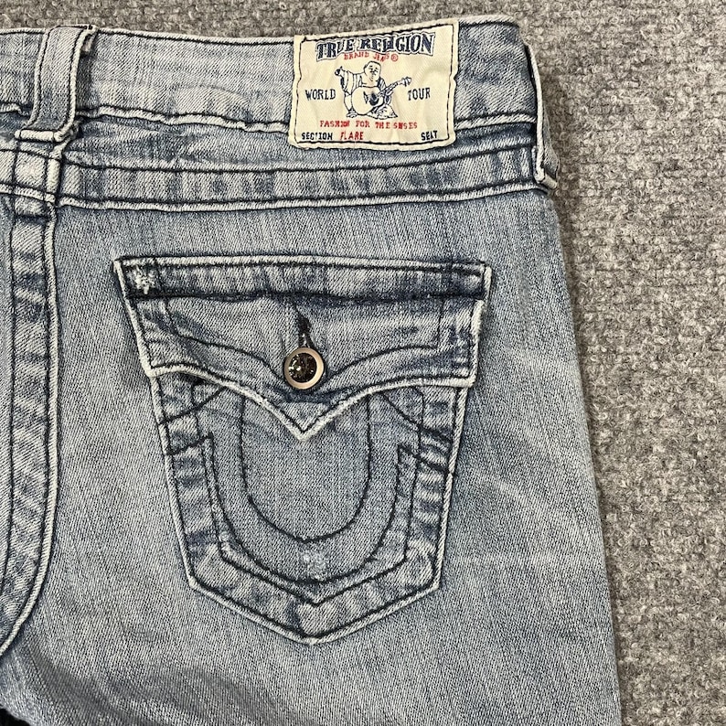 Vintage True Religion Low Rise Flare Jeans Size 26 28x32 Disco Bling Y2K Denim image 1