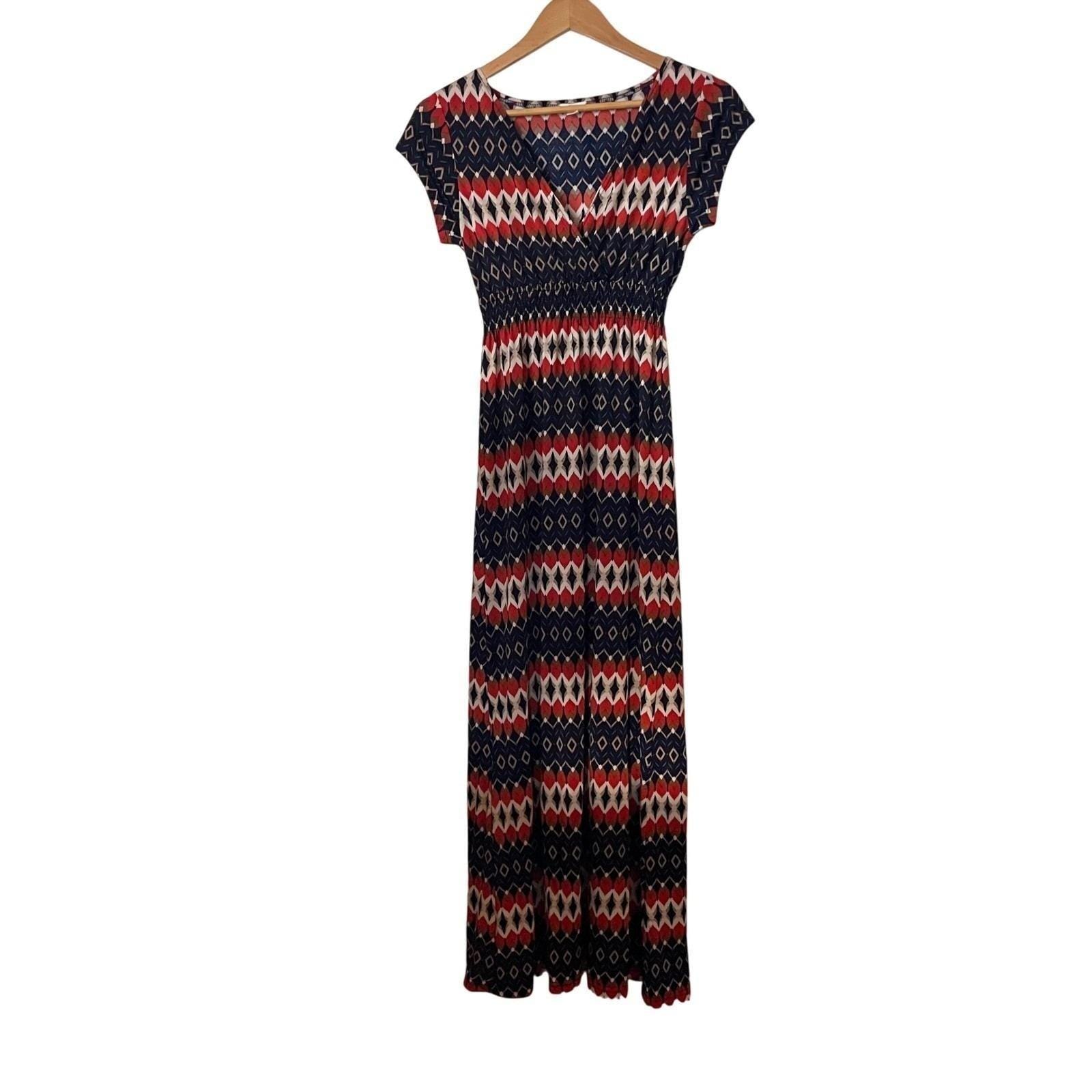 Maxi Dress Red White Blue - Etsy