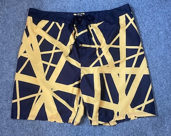 EVH Board Shorts XL Zwart Geel Gestreept Grafisch Zwembroek Eddie Van Halen