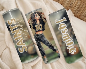 Lot de 27 motifs d&#39;emballage pour gobelets de football Saints, lot de modèles sur toile, gobelet Petite ligue de la Nouvelle-Orléans 9,25 x 8,125