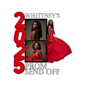 3 Red Prom Send Off T Shirt Design Canva Templates, Add Photo 2025 T Shirt Design Template, Perfect for Sublimation, DTF or DTG