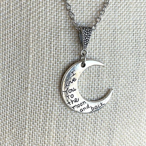 Maan en rug/maan ketting/hou van je/zilveren ketting
