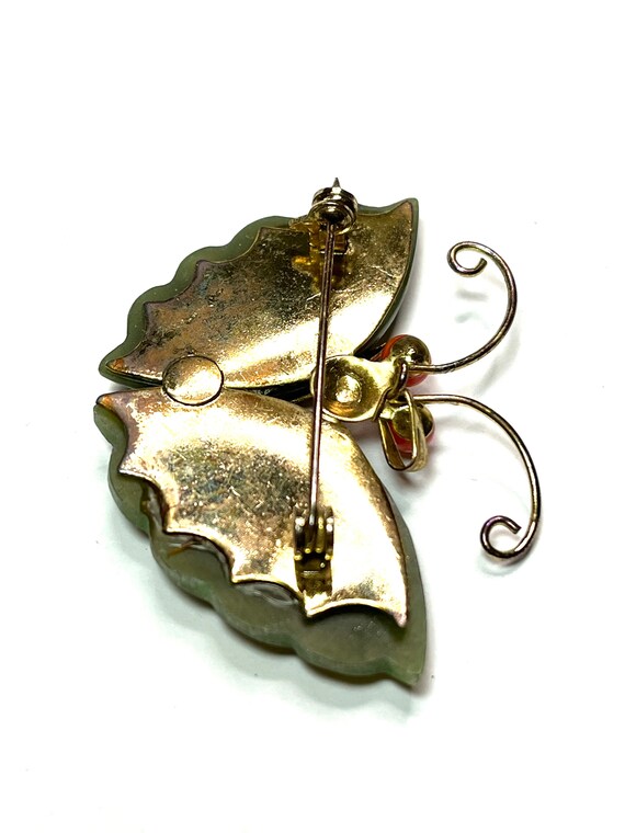 Jade brooch/Jade pendant/Jade Butterfly/Vintage b… - image 4