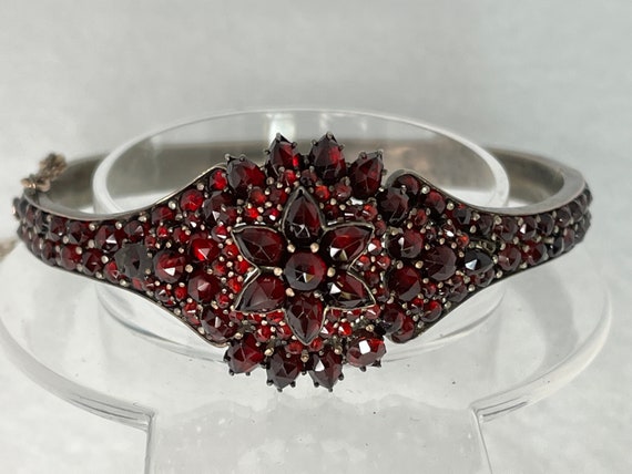 Bohemian Garnet/Estate Jewelry/Bracelet/ Silver/G… - image 3