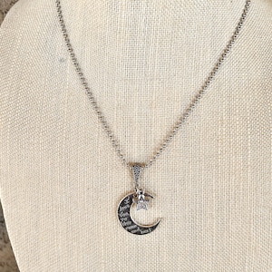 Moon and Back/Moon Necklace/Love you/Silver necklace
