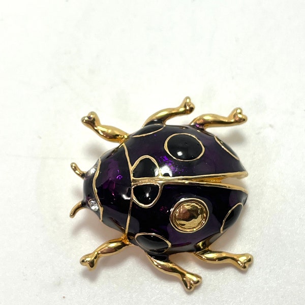 Ladybug Brooch/Vintage Brooch/Bug Brooch/Purple/Beetle brooch