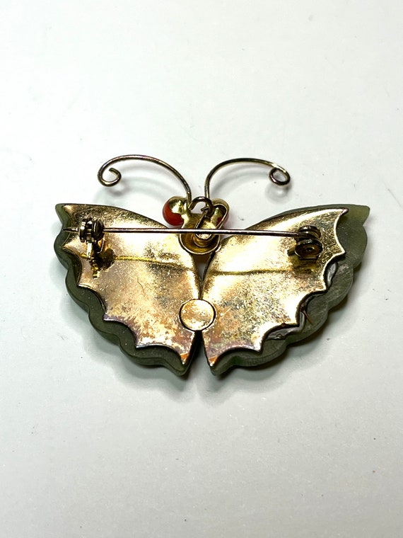 Jade brooch/Jade pendant/Jade Butterfly/Vintage b… - image 3