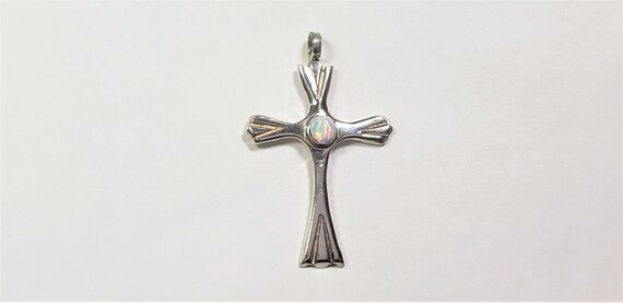 Cross/sterling silver cross/opal cross/handmade cross/cross pendant