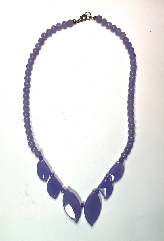Jade Necklace/Leaves Necklace/Lavender Jade/Beade… - image 2
