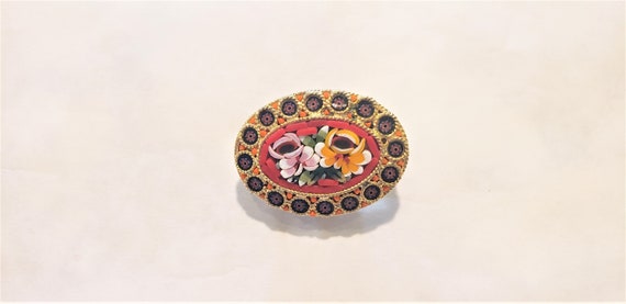 Brooch/Vintage Brooch/Micro Mosaic/Mico Mosaic Br… - image 3