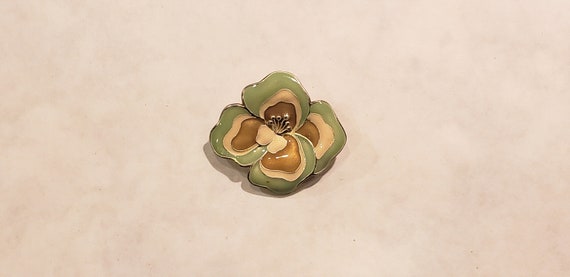 Vintage Brooch/Flower Brooch/Enamel Brooch/Green Brooch/CX Brooch/Cafe Press Brooch View 3
