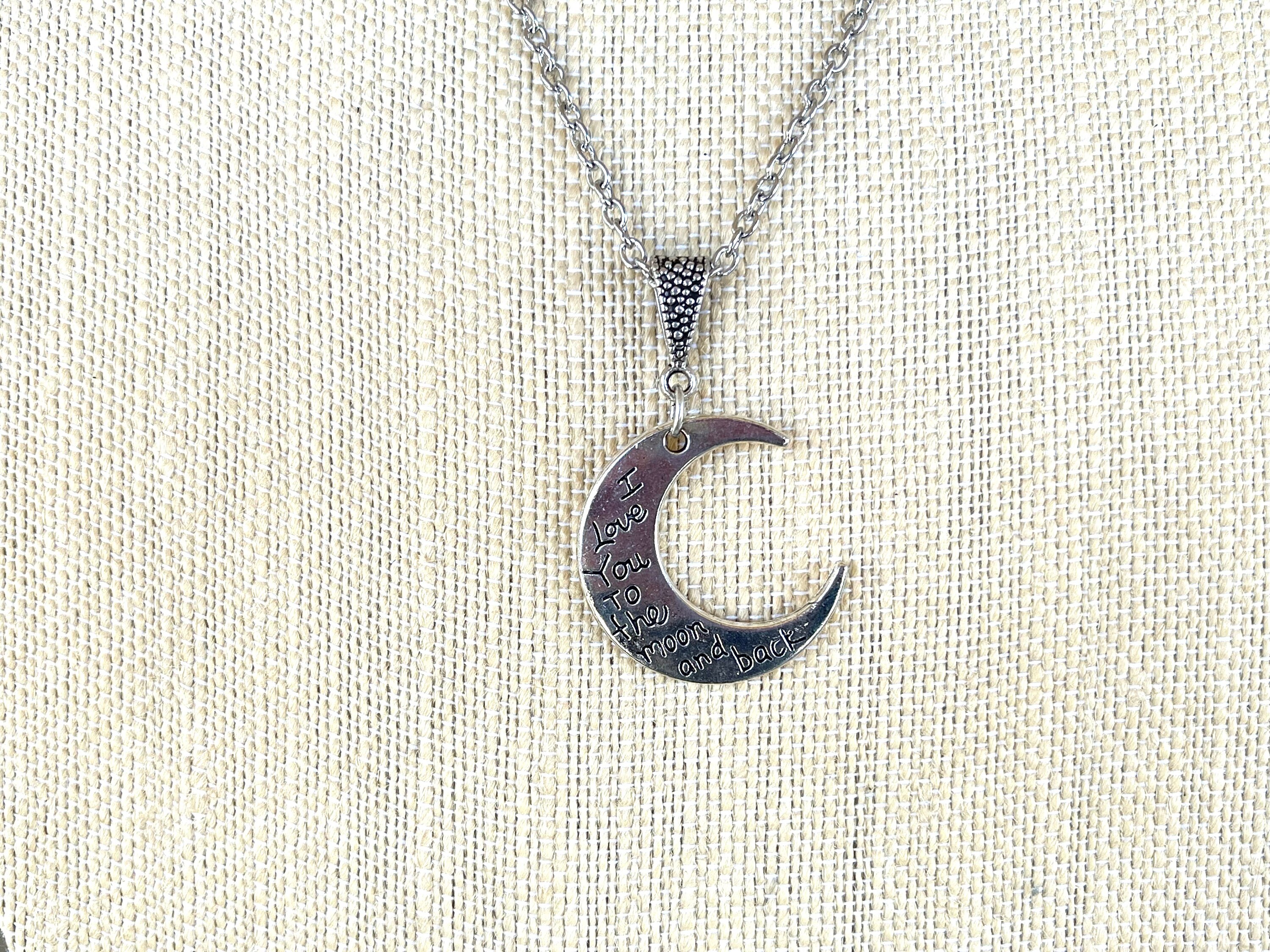 Moon and Back/moon Necklace/love You/silver Necklace - Etsy