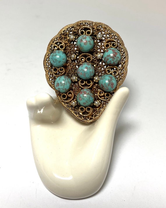 Victorian Clip/Gold Fur Clip/Turquoise Fur Clip/Et