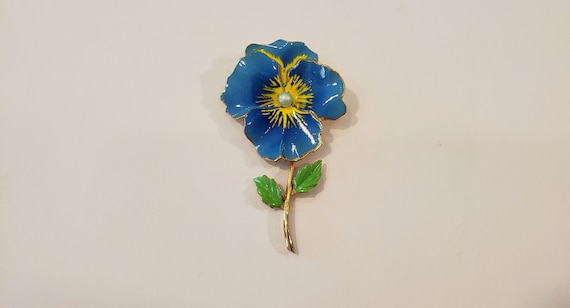 Pansy Brooch/Flower Brooch/Enamel Brooch/Gold Broo