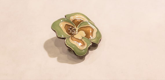 Vintage Brooch/Flower Brooch/Enamel Brooch/Green Brooch/CX Brooch/Cafe Press Brooch View 4