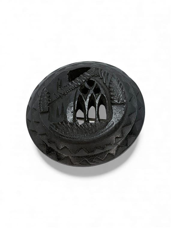 Antique Mourning Brooch/Antique Brooch/Muckross Abbey/Irish Brooch/Bog Oak Brooch View 2