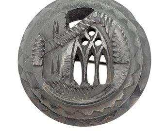 Antique Mourning Brooch/Antique Brooch/Muckross Abbey/Irish Brooch/Bog Oak Brooch